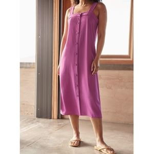 Everlane | Japanese Goweave Button Up Picnic Dress in Magenta Pink Missing Belt*